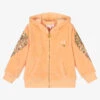 Angel's Face Orange Velour Wings Zip-Up Top