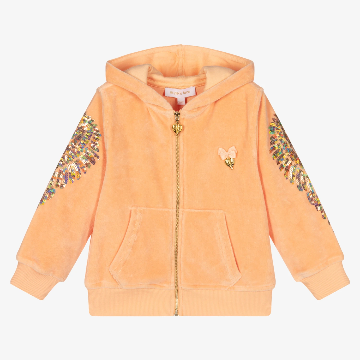 Angel's Face Orange Velour Wings Zip-Up Top 1 Angel's Face Orange Velour Wings Zip-Up Top