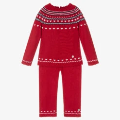 ArtesanÃa Granlei Girls Red Knit Trouser Set