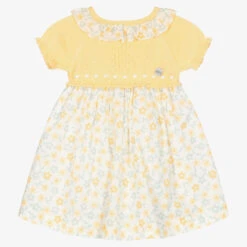 Artesanía Granlei Girls Yellow Floral Knit Dress