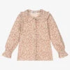 Babidu Girls Beige & Pink Floral Cotton Blouse