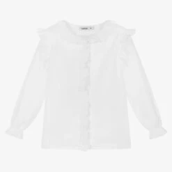 Babidu Girls White Ruffle Blouse