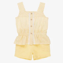 Babidu Girls Yellow Cotton Shorts Set