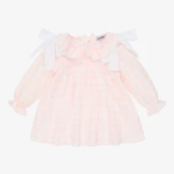 Babidu Pink Checked Cotton Dress Set