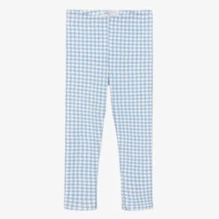 Balloon Chic Girls Blue Cotton Houndstooth Leggings