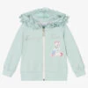 Balloon Chic Girls Green Cotton Bunny Zip-Up Top
