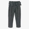 Balloon Chic Girls Grey Cotton Check Trousers