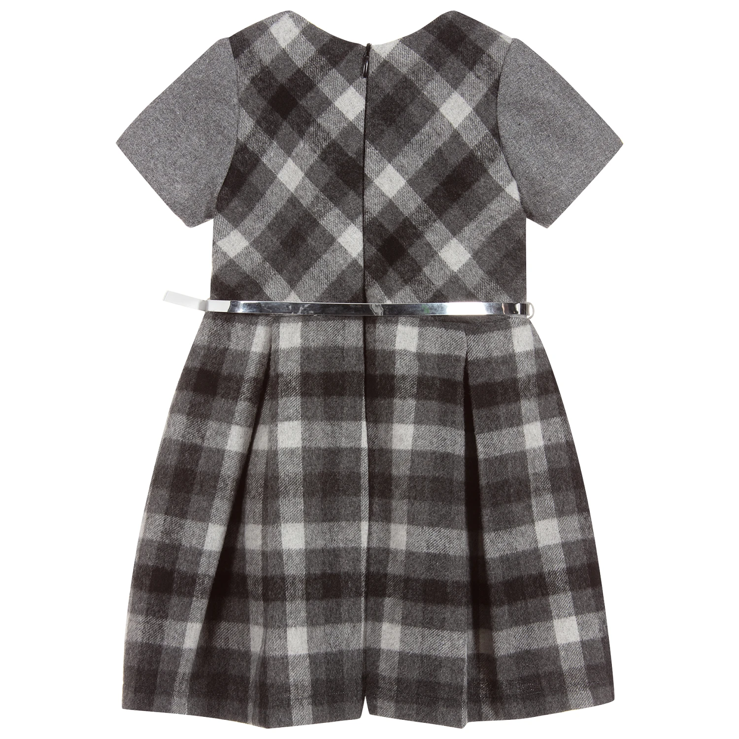 Balloon Chic Girls Grey Wool Blend Dress 2 Balloon Chic Girls Grey Wool Blend Dress - Image 2