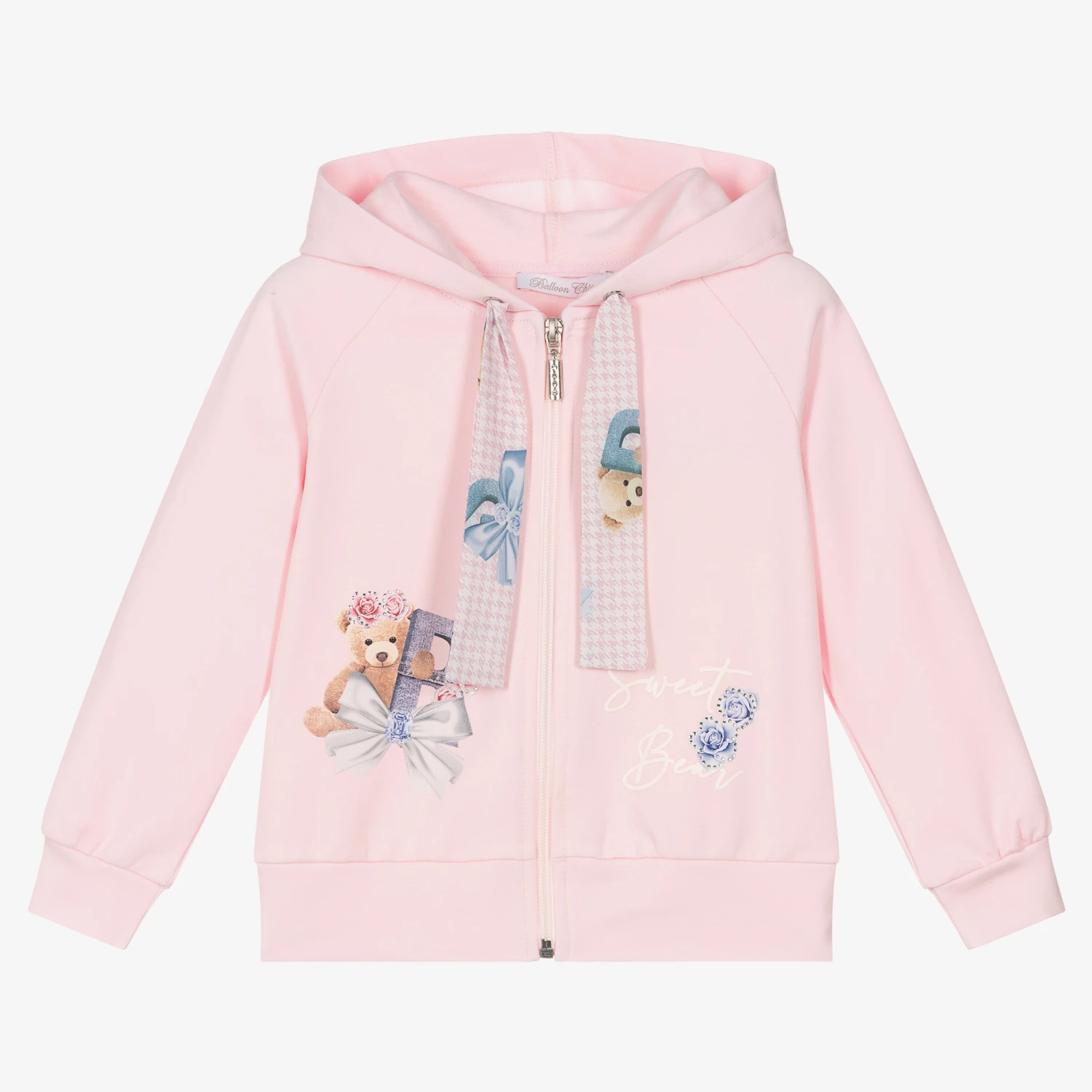 Balloon Chic Girls Pink Cotton Teddy Bear Zip-Up Top 1 Balloon Chic Girls Pink Cotton Teddy Bear Zip-Up Top