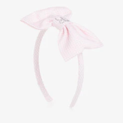 Balloon Chic Girls Pink Gingham Cotton Hairband
