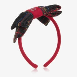 Balloon Chic Girls Red & Black Tartan Bow Hairband