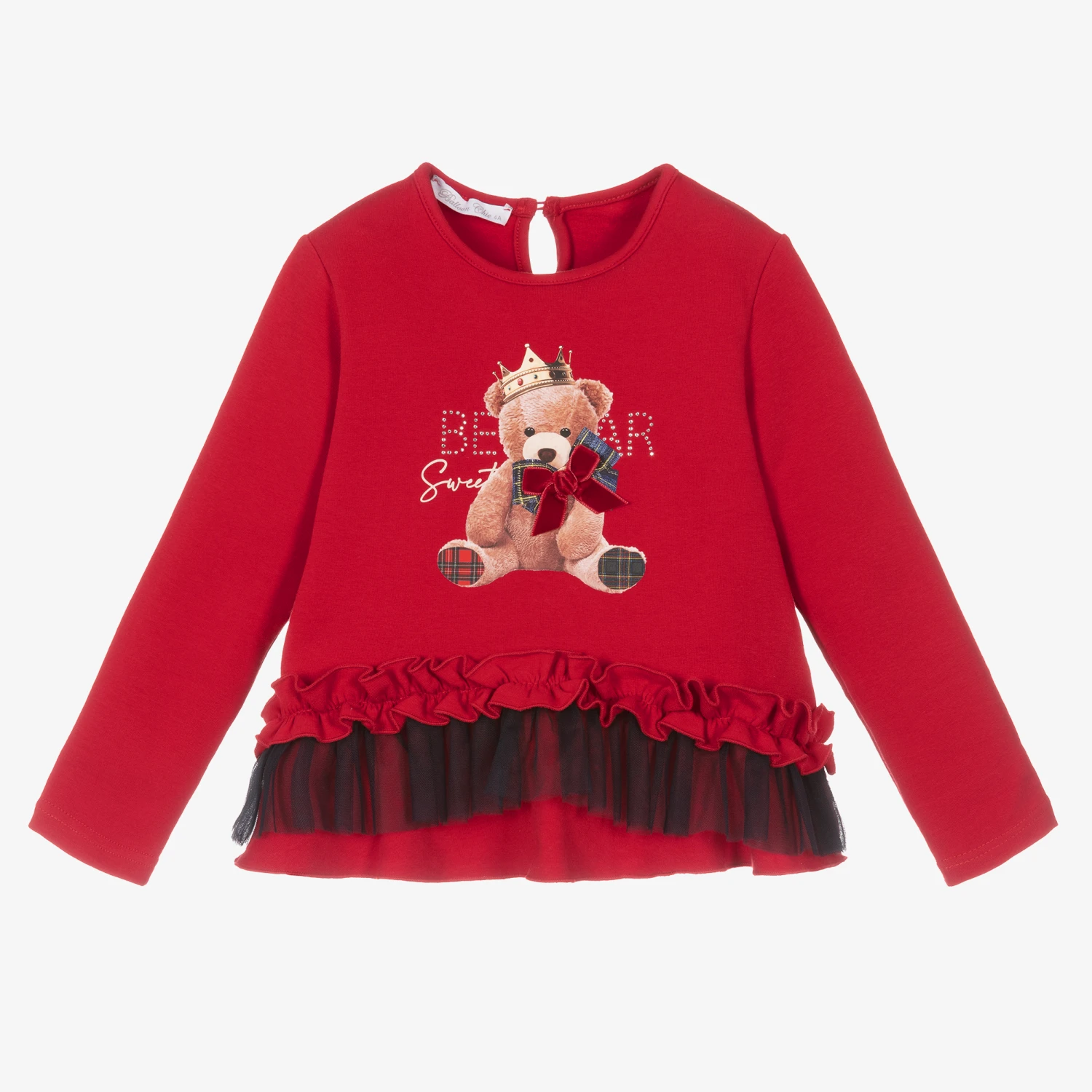 Balloon Chic Girls Red Cotton & Tulle Teddy Bear Top 1 Balloon Chic Girls Red Cotton & Tulle Teddy Bear Top