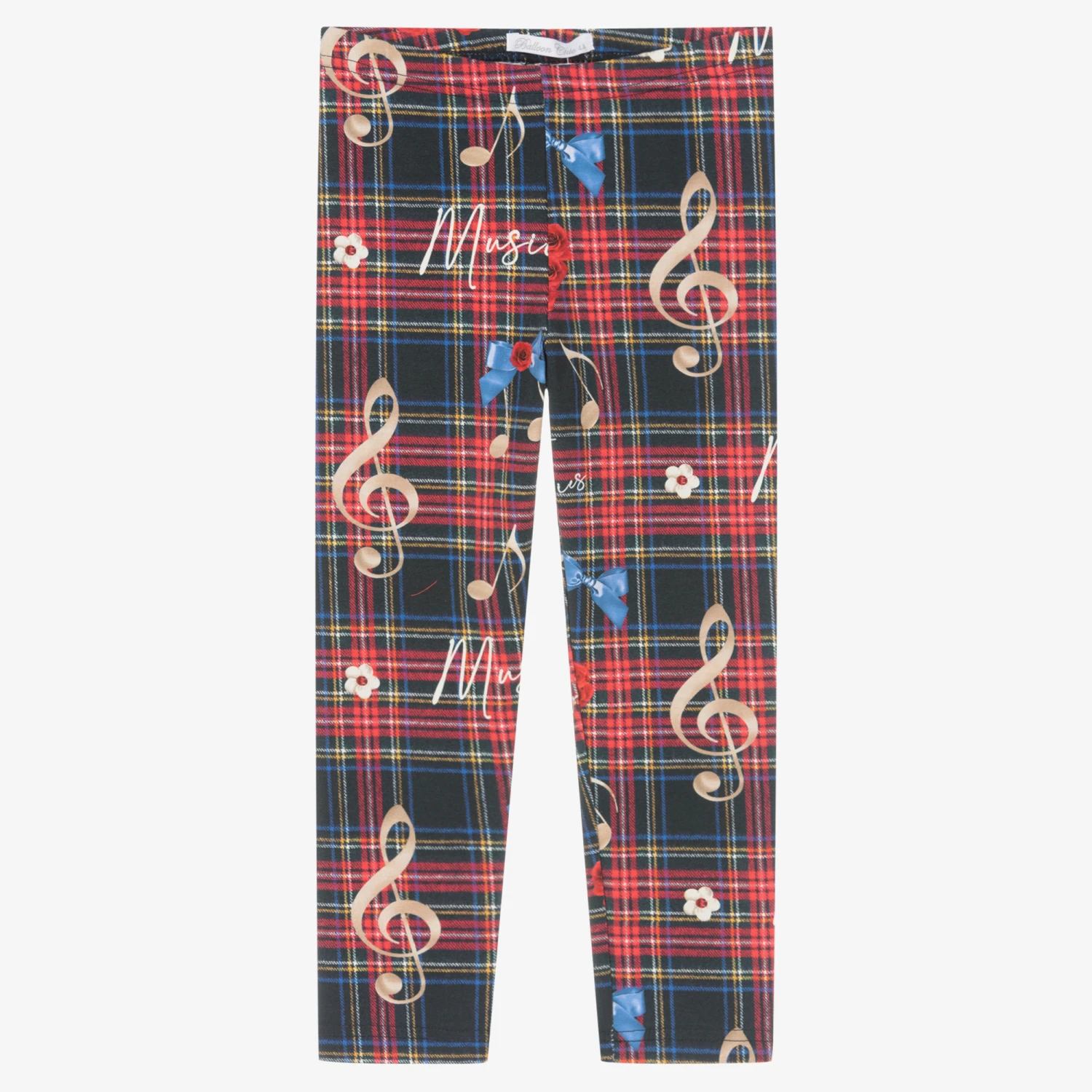 Balloon Chic Girls Red Tartan Cotton Leggings 1 Balloon Chic Girls Red Tartan Cotton Leggings