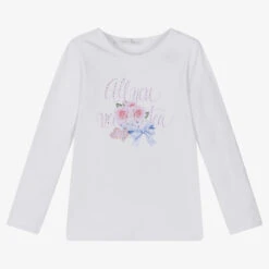 Balloon Chic Girls White Cotton Jersey Top