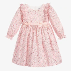 Beatrice & George Girls Pink Floral Cotton Dress