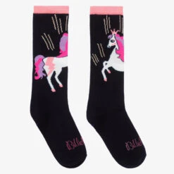 Billieblush Girls Navy Blue Unicorn Socks