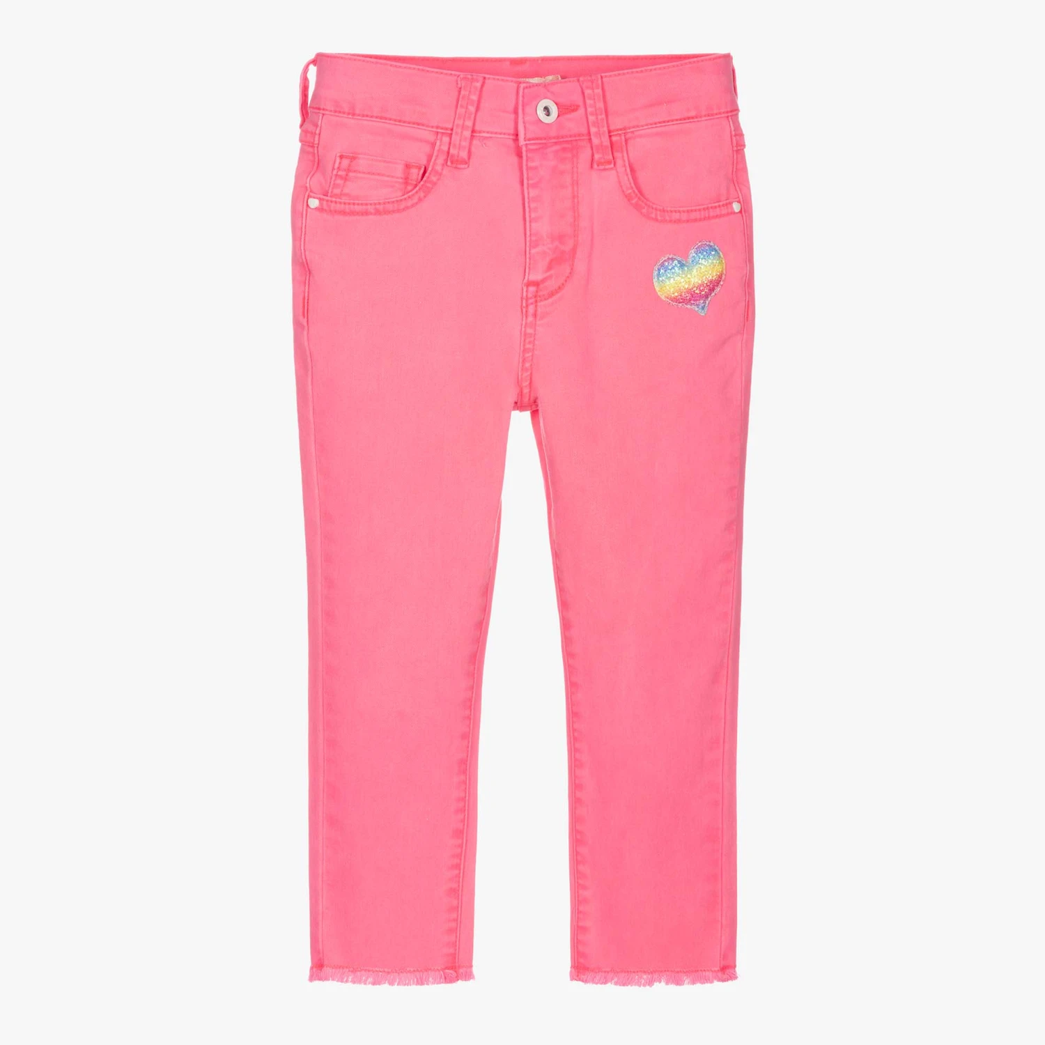 Billieblush Girls Neon Pink Heart Jeans 1 Billieblush Girls Neon Pink Heart Jeans
