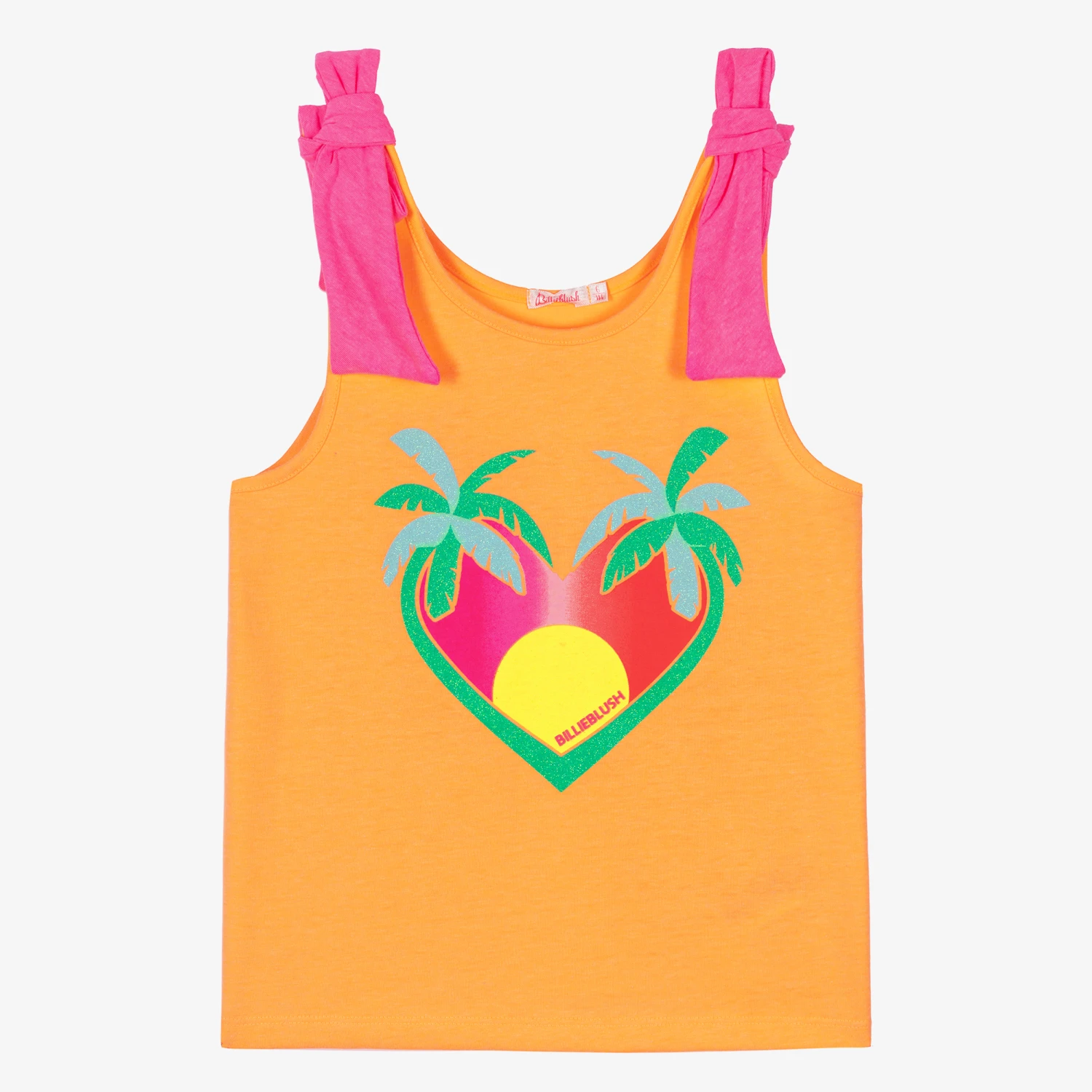 Billieblush Girls Orange Palm Tree Jersey T-Shirt 1 Billieblush Girls Orange Palm Tree Jersey T-Shirt