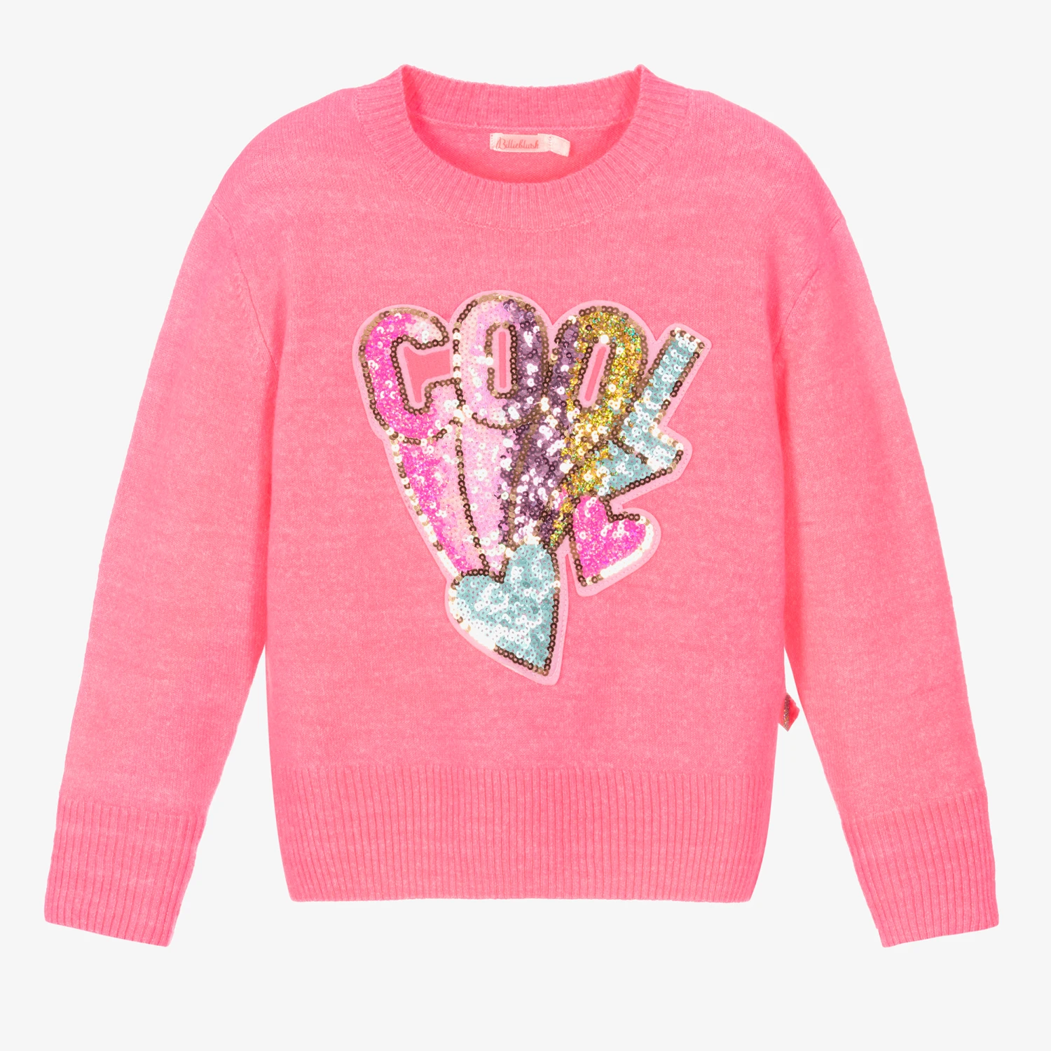 Billieblush Girls Pink Knitted Sweater 1 Billieblush Girls Pink Knitted Sweater
