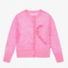 Billieblush Girls Pink Sequin Heart Knit Cardigan