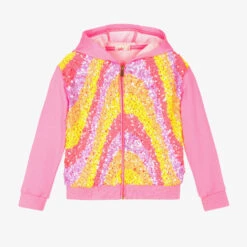Billieblush Girls Pink Sequinned Zip-Up Top