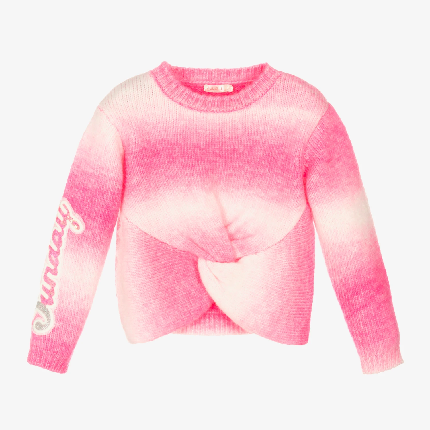 Billieblush Girls Pink & White Knot Jumper 1 Billieblush Girls Pink & White Knot Jumper