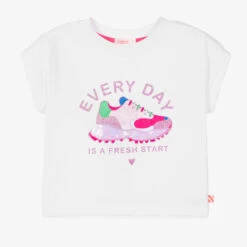 Billieblush Girls White Cotton Sequin T-Shirt