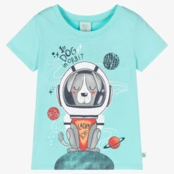 Boboli Girls Blue Dog Astronaut T-Shirt