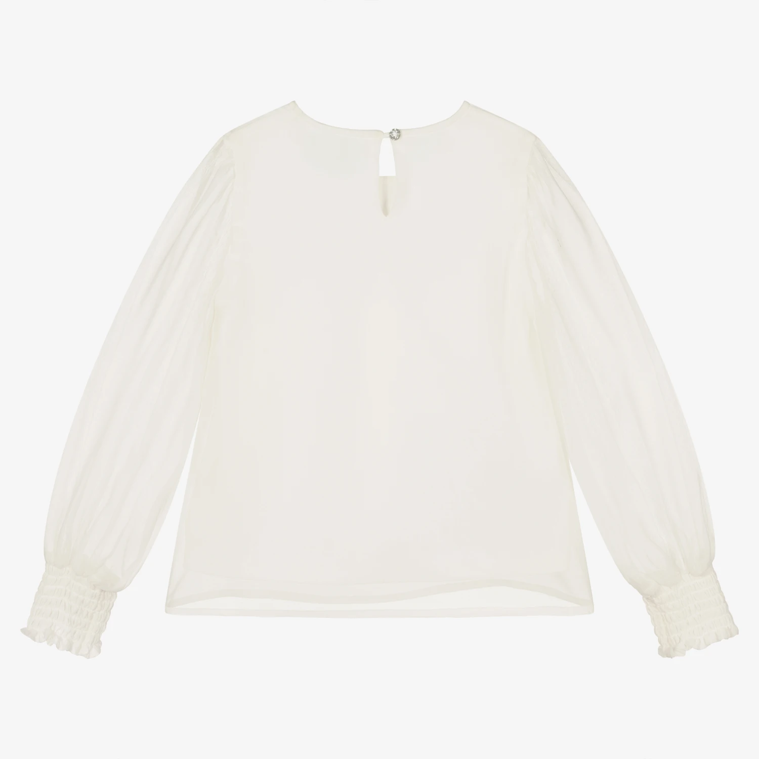 Boboli Girls Ivory Chiffon Blouse 2 Boboli Girls Ivory Chiffon Blouse - Image 2