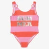 Boboli Pink & Red Stripe Swimsuit