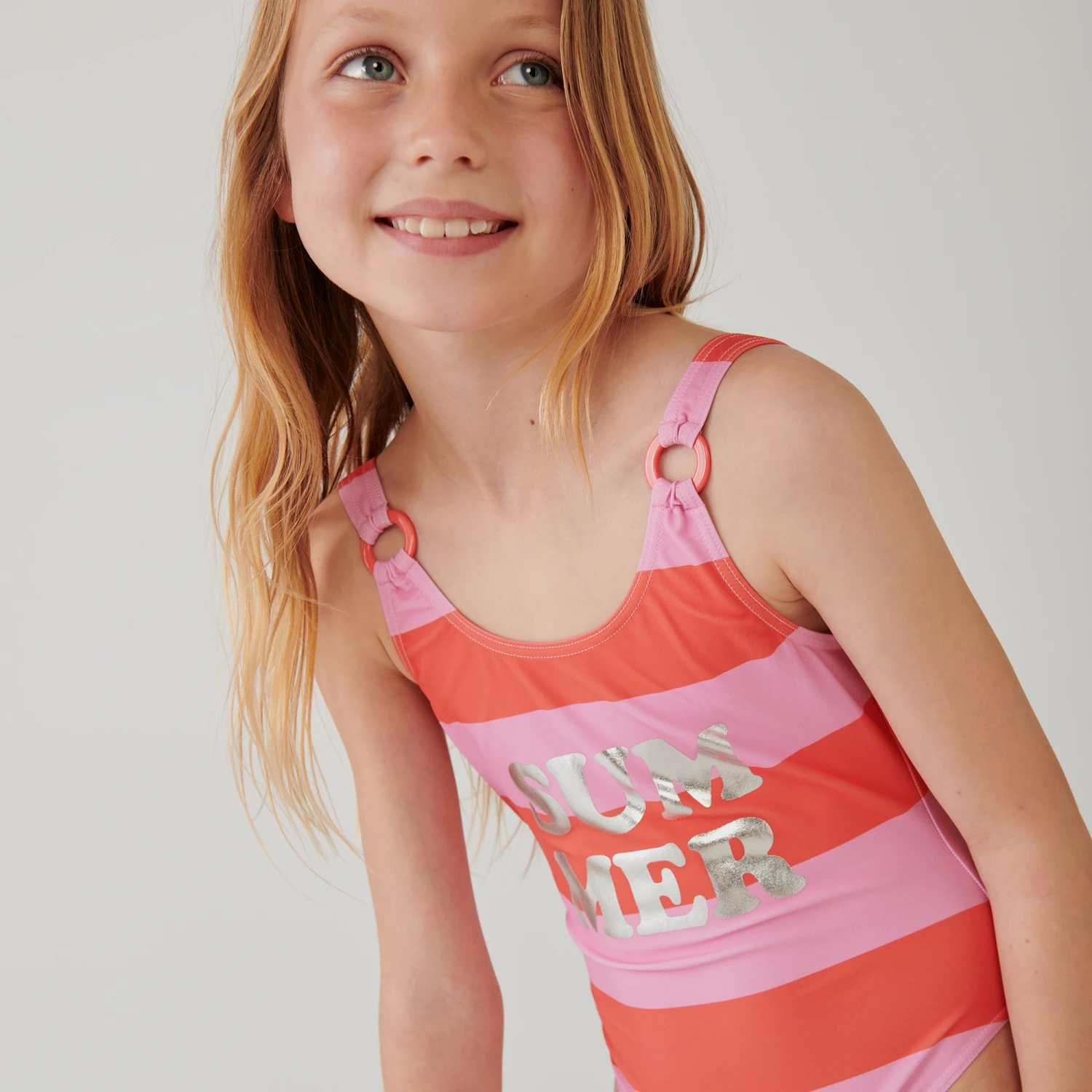 Boboli Pink & Red Stripe Swimsuit 2 Boboli Pink & Red Stripe Swimsuit - Image 2