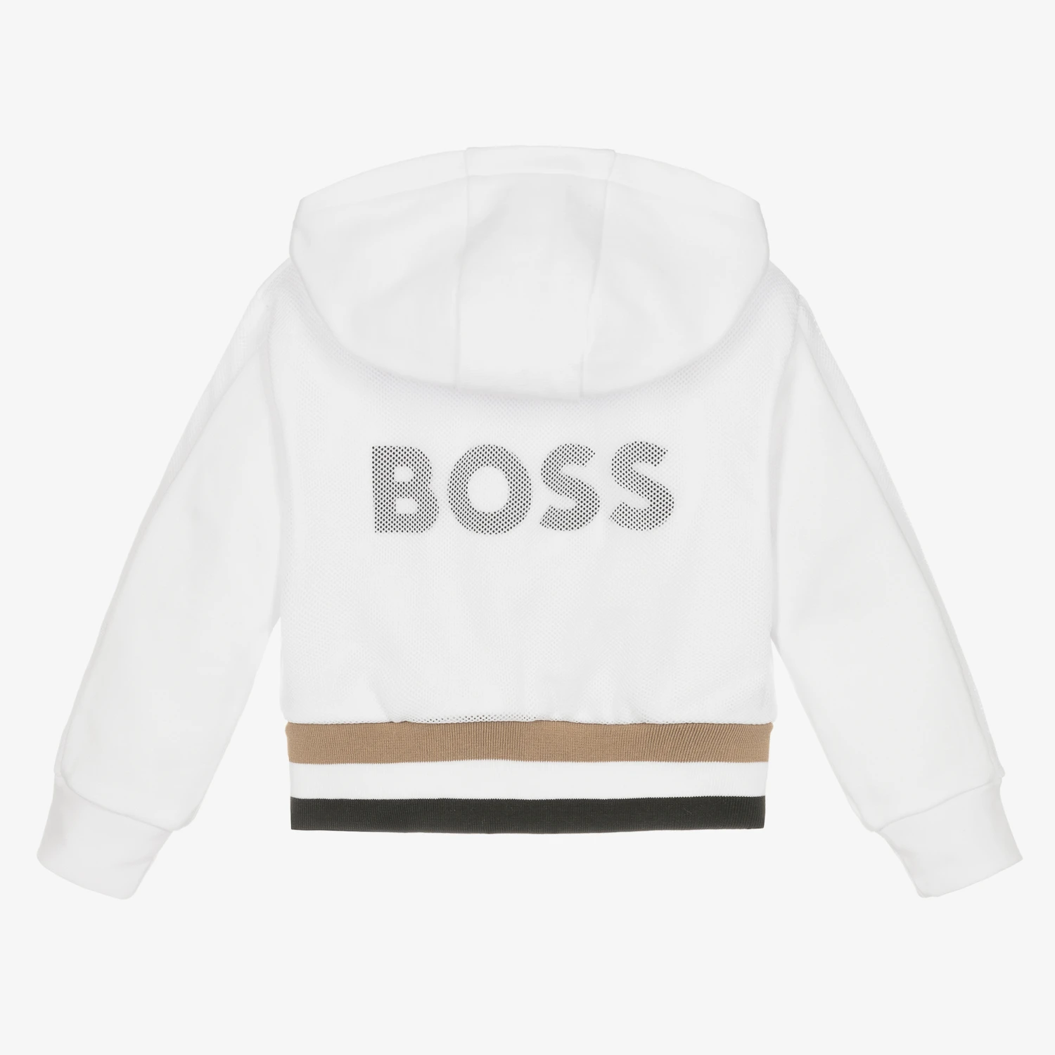 BOSS Girls White Logo Zip-Up Hoodie 3 BOSS Girls White Logo Zip-Up Hoodie - Image 3
