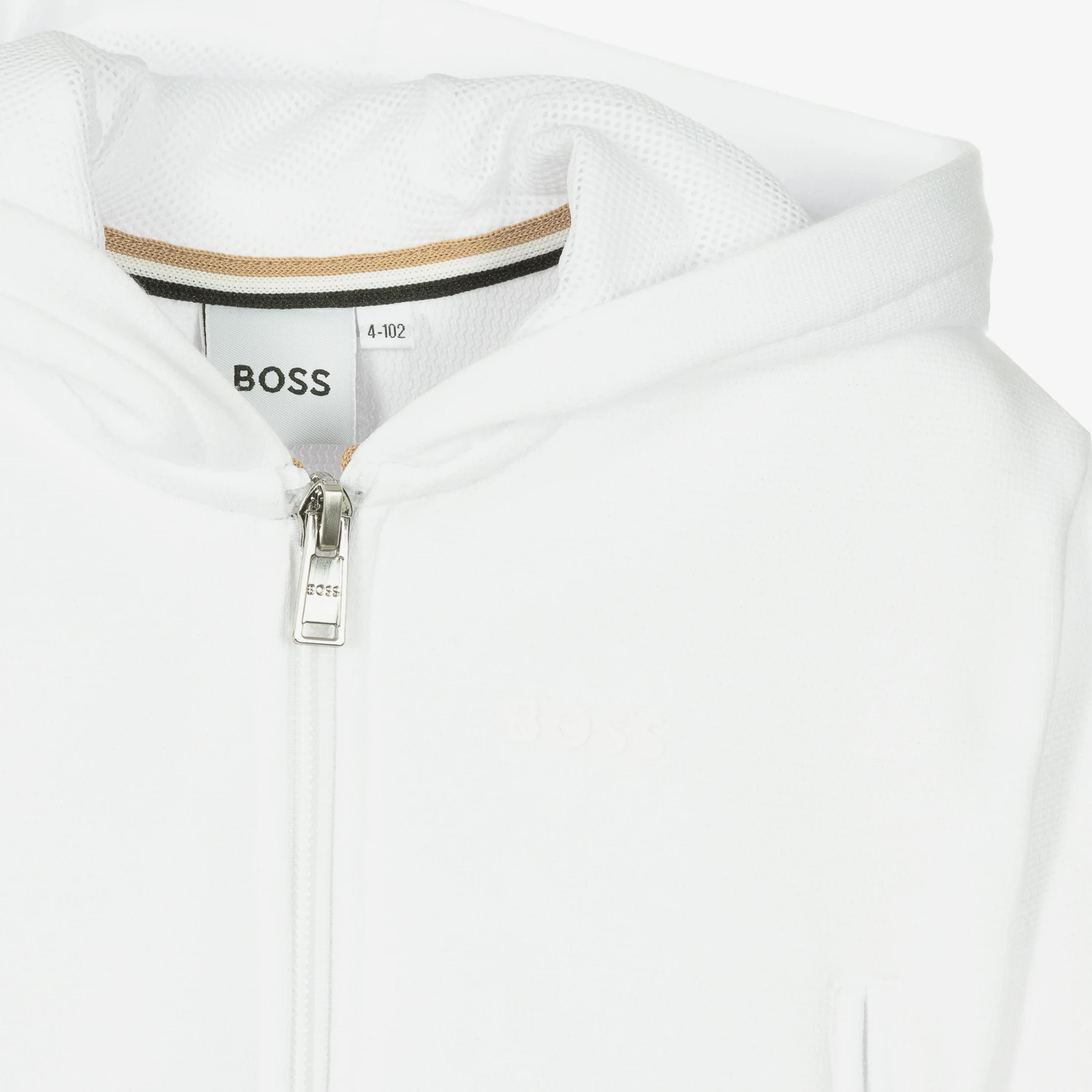 BOSS Girls White Logo Zip-Up Hoodie 4 BOSS Girls White Logo Zip-Up Hoodie - Image 4