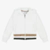 BOSS Girls White Logo Zip-Up Hoodie