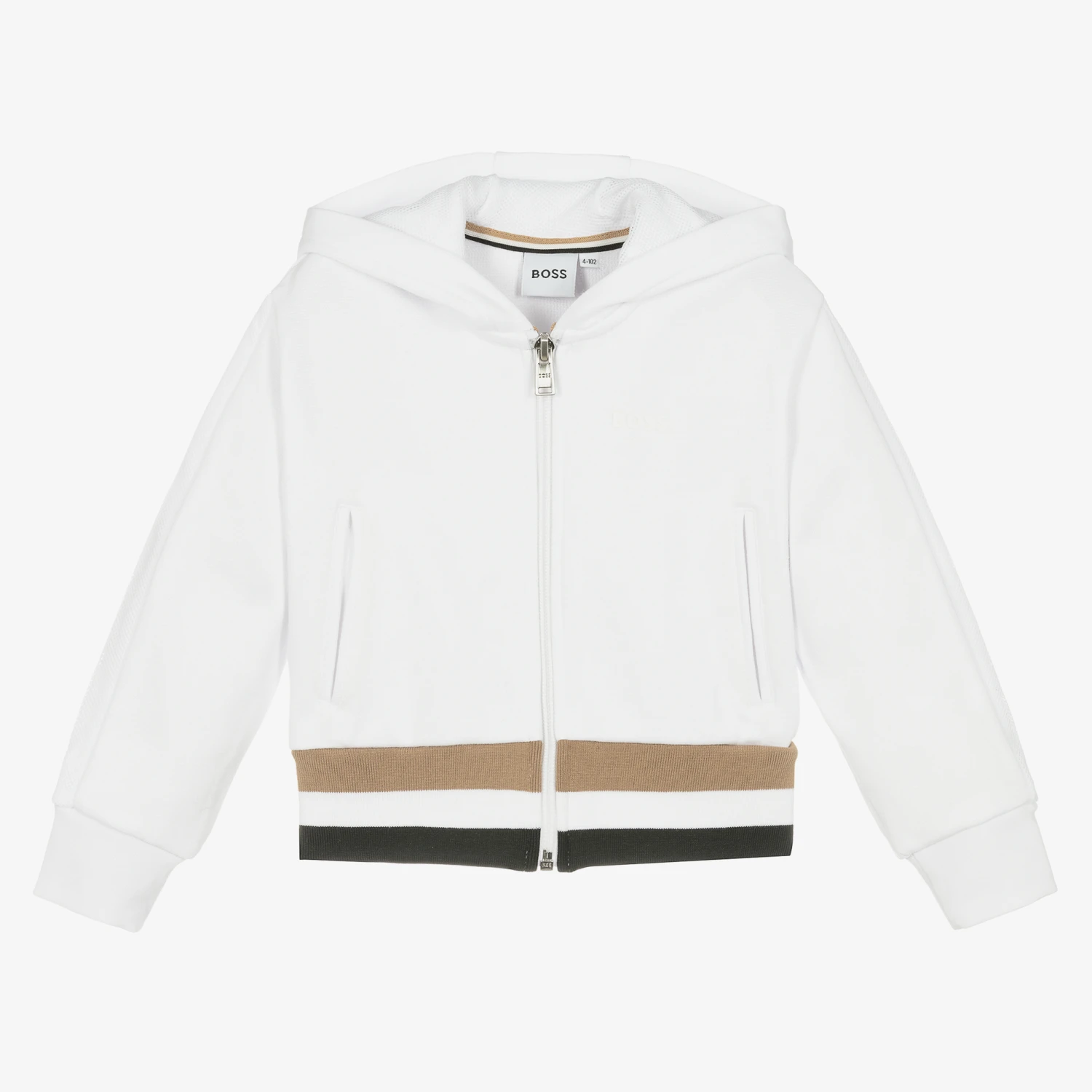 BOSS Girls White Logo Zip-Up Hoodie 1 BOSS Girls White Logo Zip-Up Hoodie