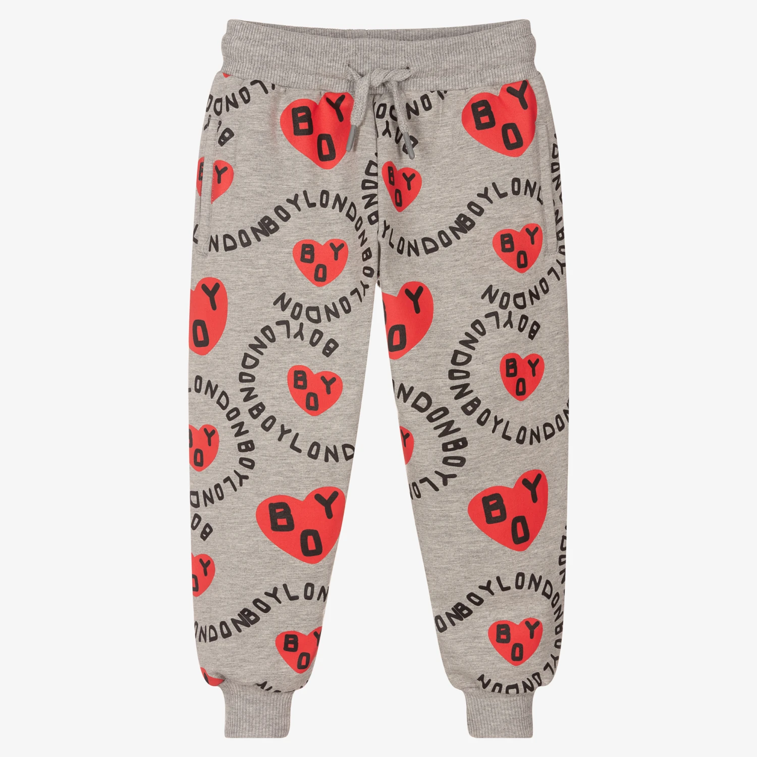 BOY London Grey & Red Heart Logo Joggers 1 BOY London Grey & Red Heart Logo Joggers