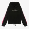 Byblos Girls Black Cotton Logo Hoodie