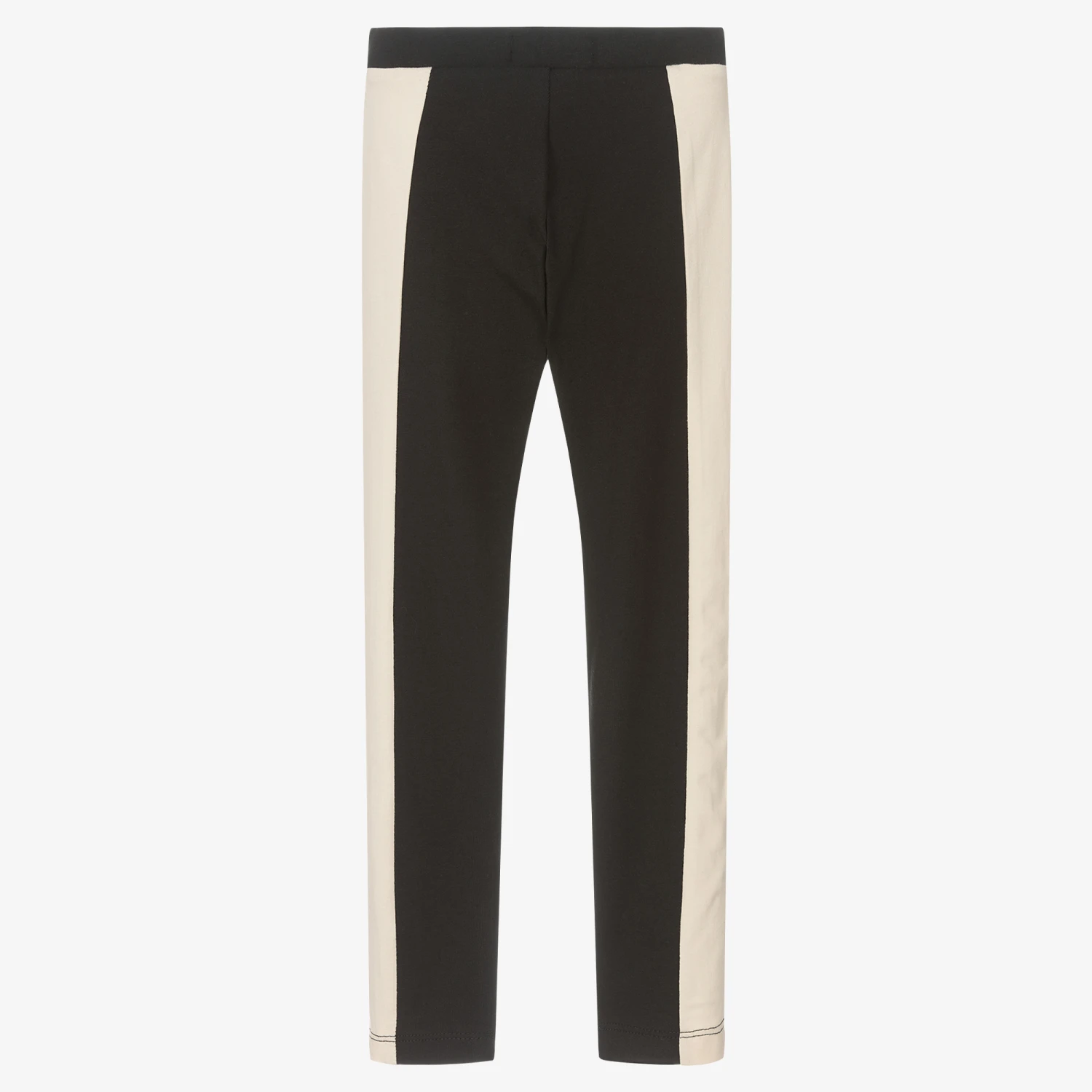 Calvin Klein Jeans Girls Black & Beige Cotton Logo Leggings 2 Calvin Klein Jeans Girls Black & Beige Cotton Logo Leggings - Image 2