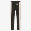 Calvin Klein Jeans Girls Black & Beige Cotton Logo Leggings