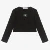 Calvin Klein Jeans Girls Black Cropped Jersey Top