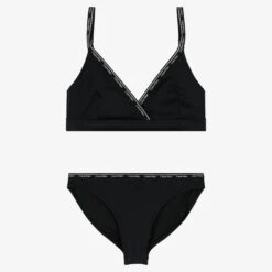 Calvin Klein Girls Black Logo Triangle Bikini