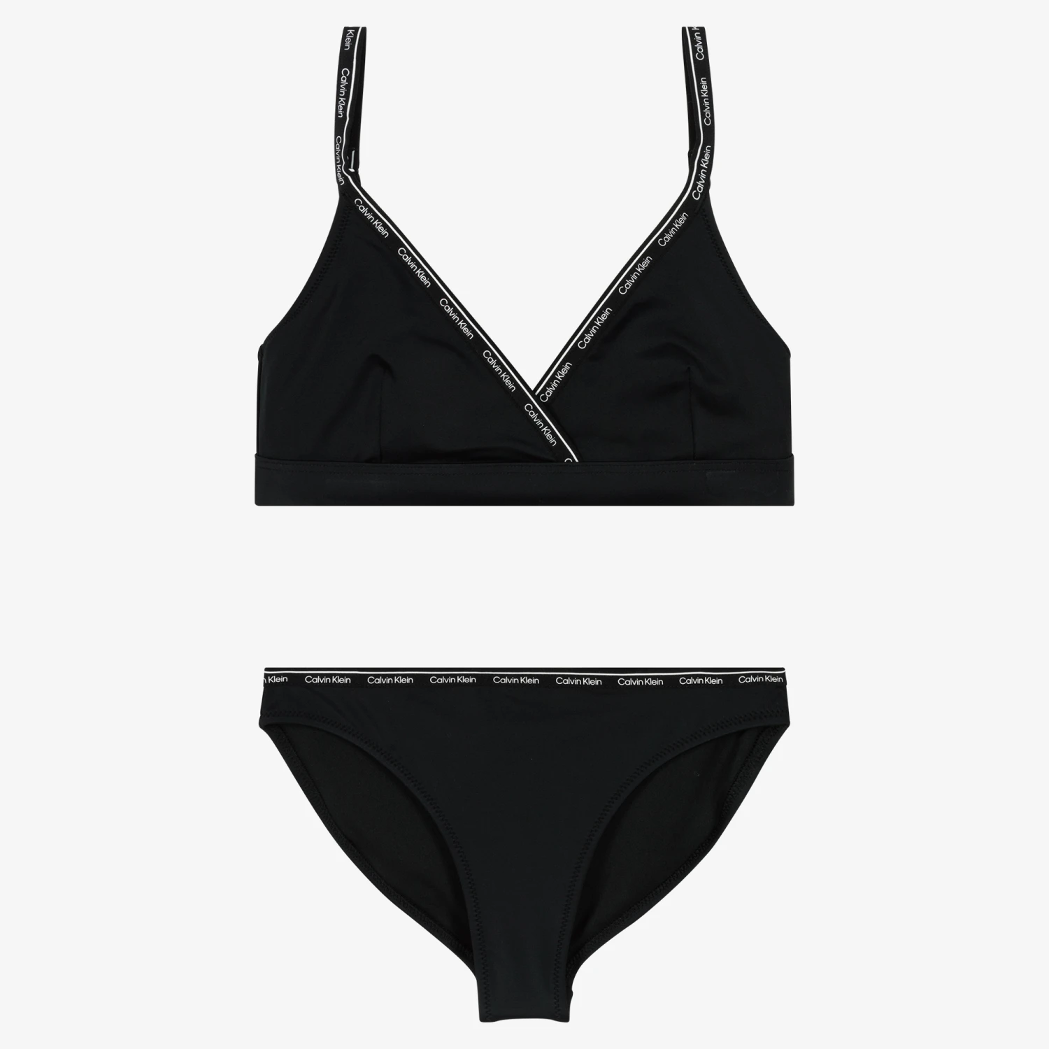Calvin Klein Girls Black Logo Triangle Bikini 1 Calvin Klein Girls Black Logo Triangle Bikini