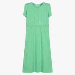 Calvin Klein Jeans Girls Green Cotton Jersey Midi Dress