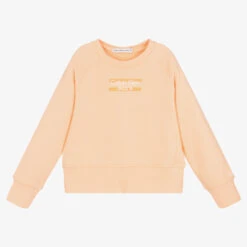 Calvin Klein Jeans Girls Orange Cotton Logo Sweatshirt