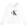 Calvin Klein Jeans Girls White Logo Hoodie
