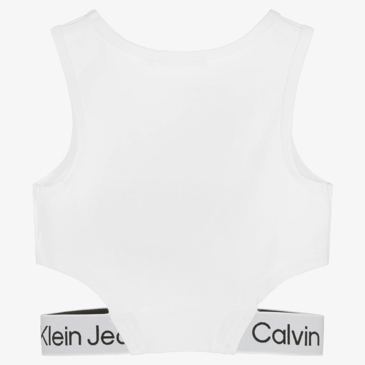 Calvin Klein Jeans Girls White Logo Jersey Crop Top 2 Calvin Klein Jeans Girls White Logo Jersey Crop Top - Image 2