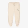 Calvin Klein Jeans Pale Beige Cotton Logo Joggers