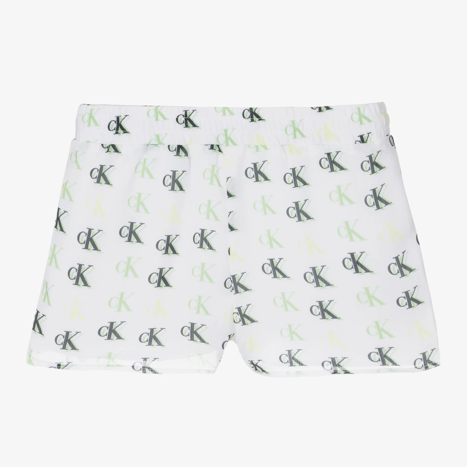 Calvin Klein Jeans Teen Girls Ivory Logo Shorts 2 Calvin Klein Jeans Teen Girls Ivory Logo Shorts - Image 2