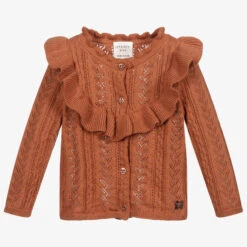 Carrement Beau Carrément Beau Girls Brown Knitted Cardigan