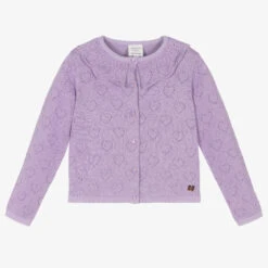 Carrement Beau Carrément Beau Girls Lilac Purple Knitted Cotton Cardigan